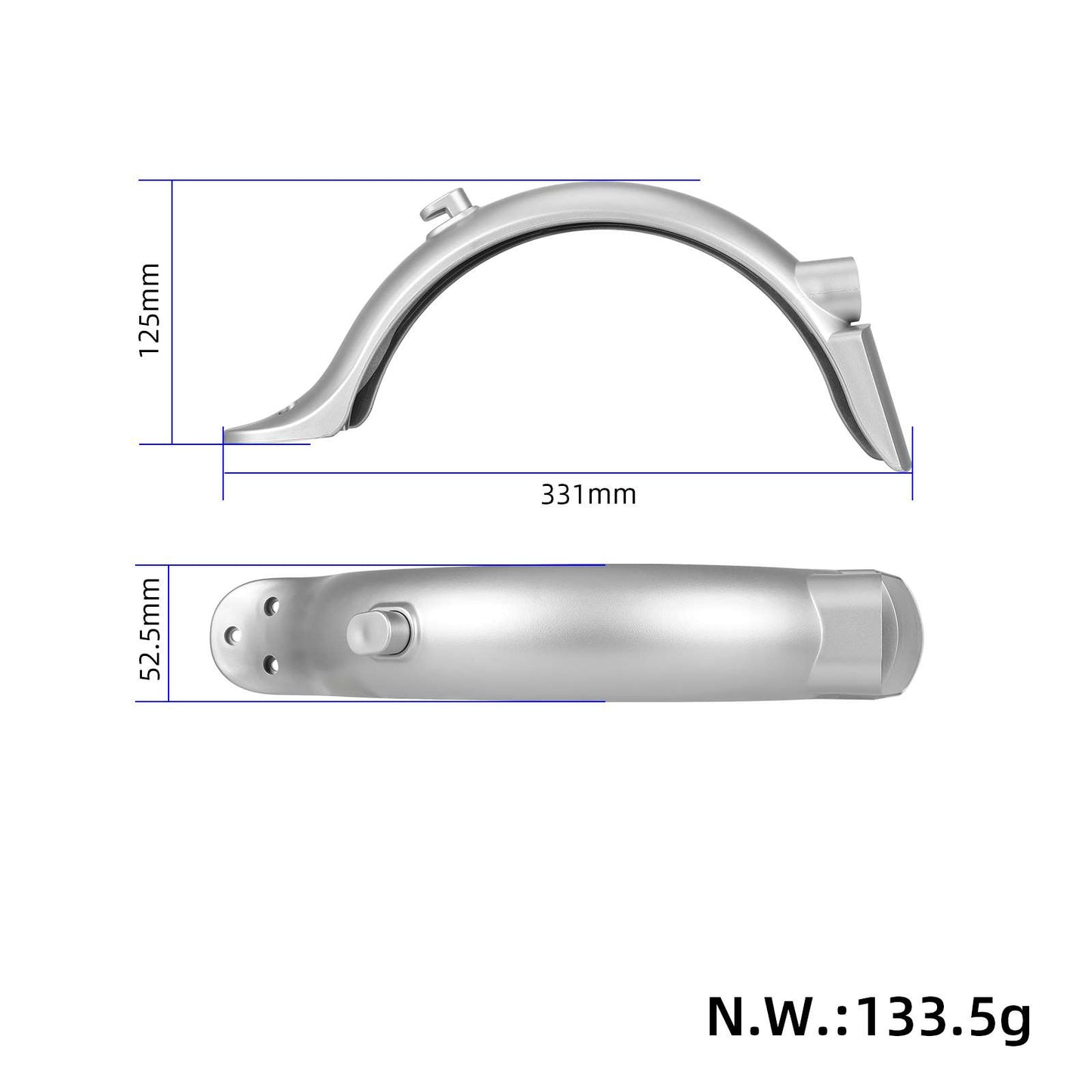 Argent Xiaomi M365 Pro/Pro2 avec plaque d’immatriculation intégré garde-boue arrière
