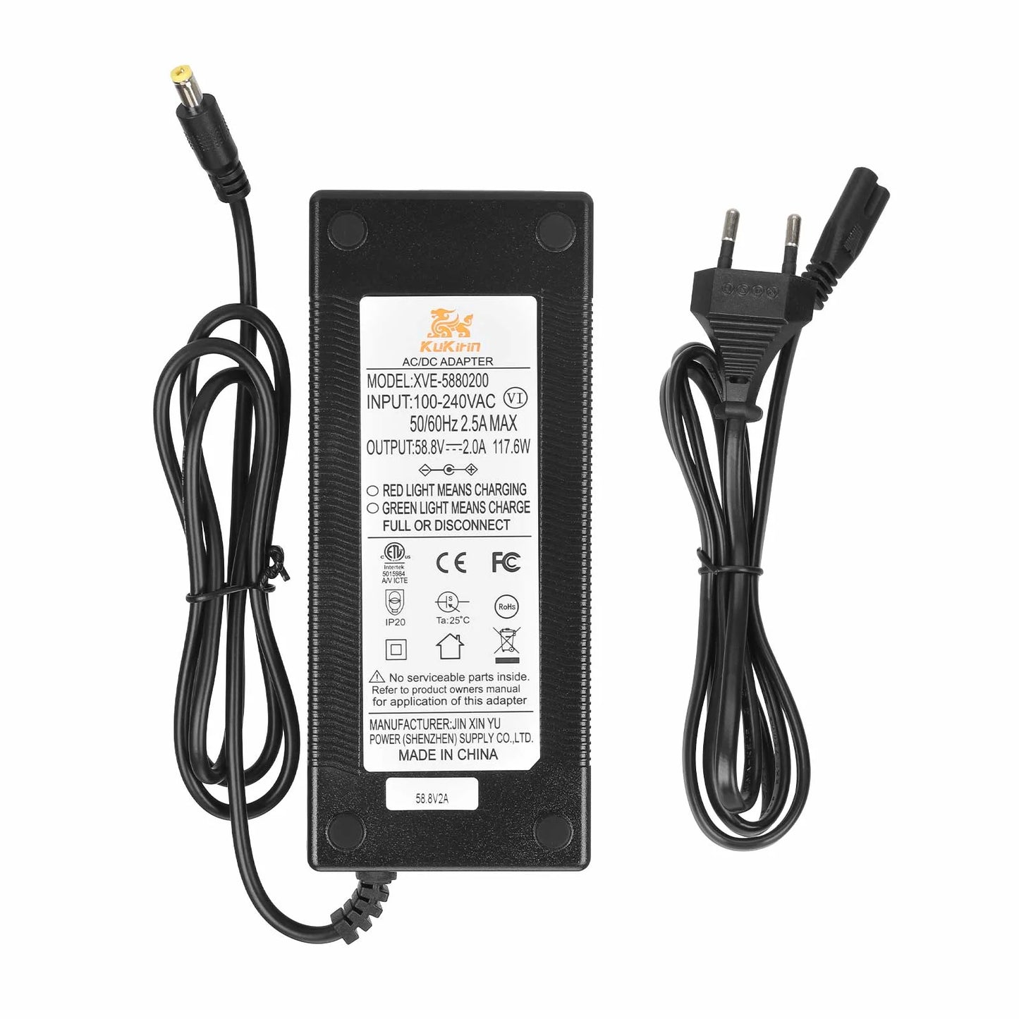 Kukirin G3 original 58.8V2A DC2.1 embout chargeur (European standard)