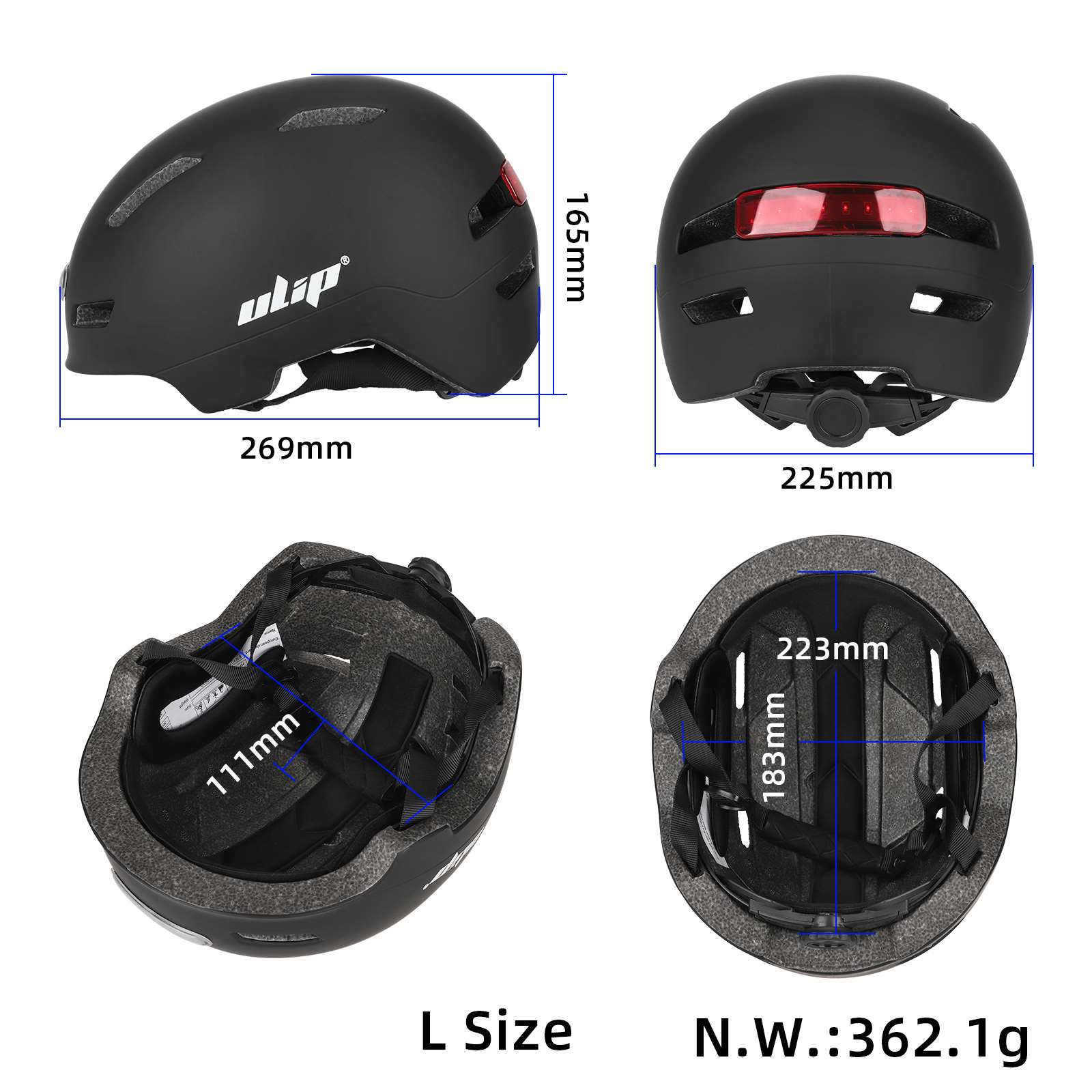 Ulip noir L size U002 casque avec light