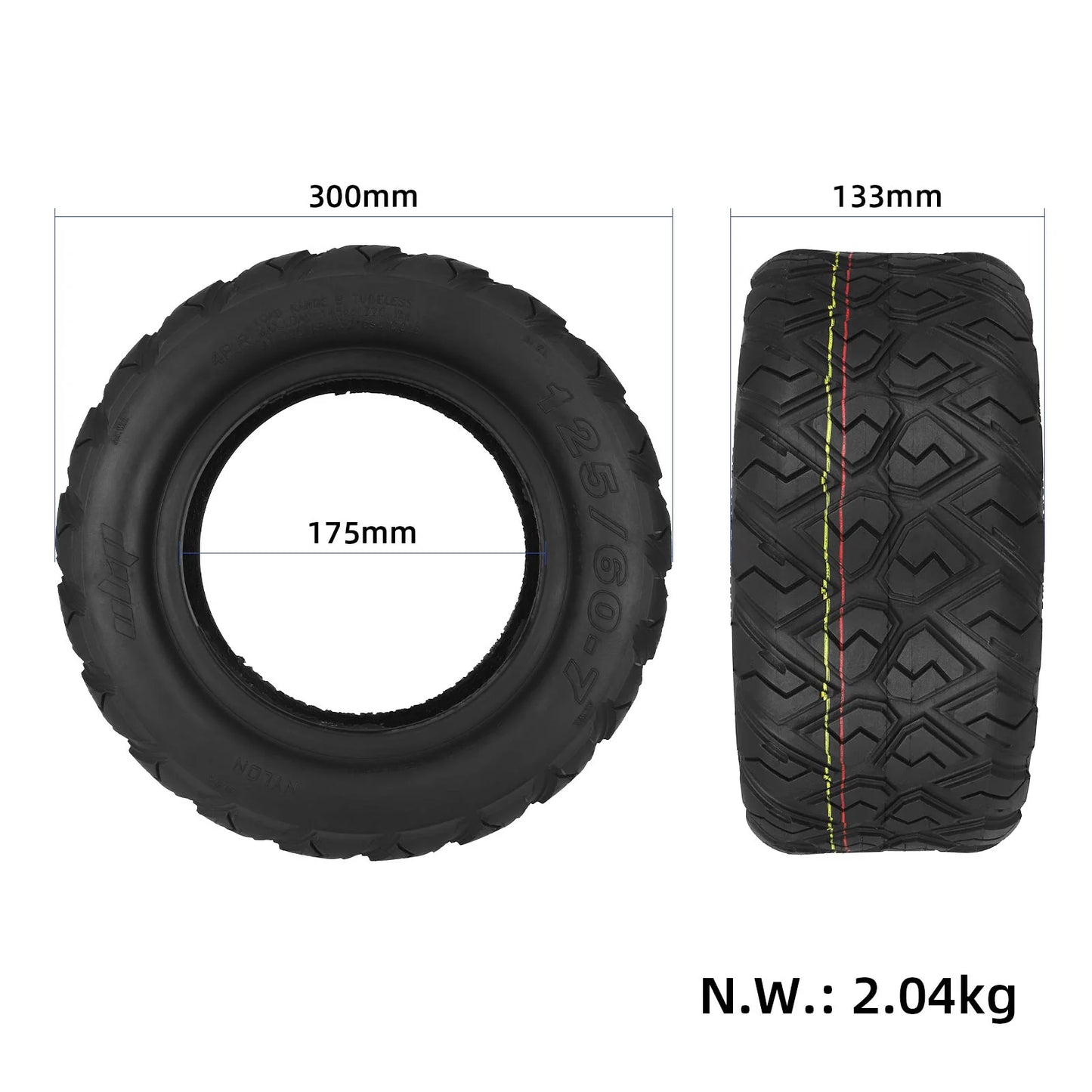 Ulip 125/60-7 diamant Pattern tout-terrain pneu tubeless