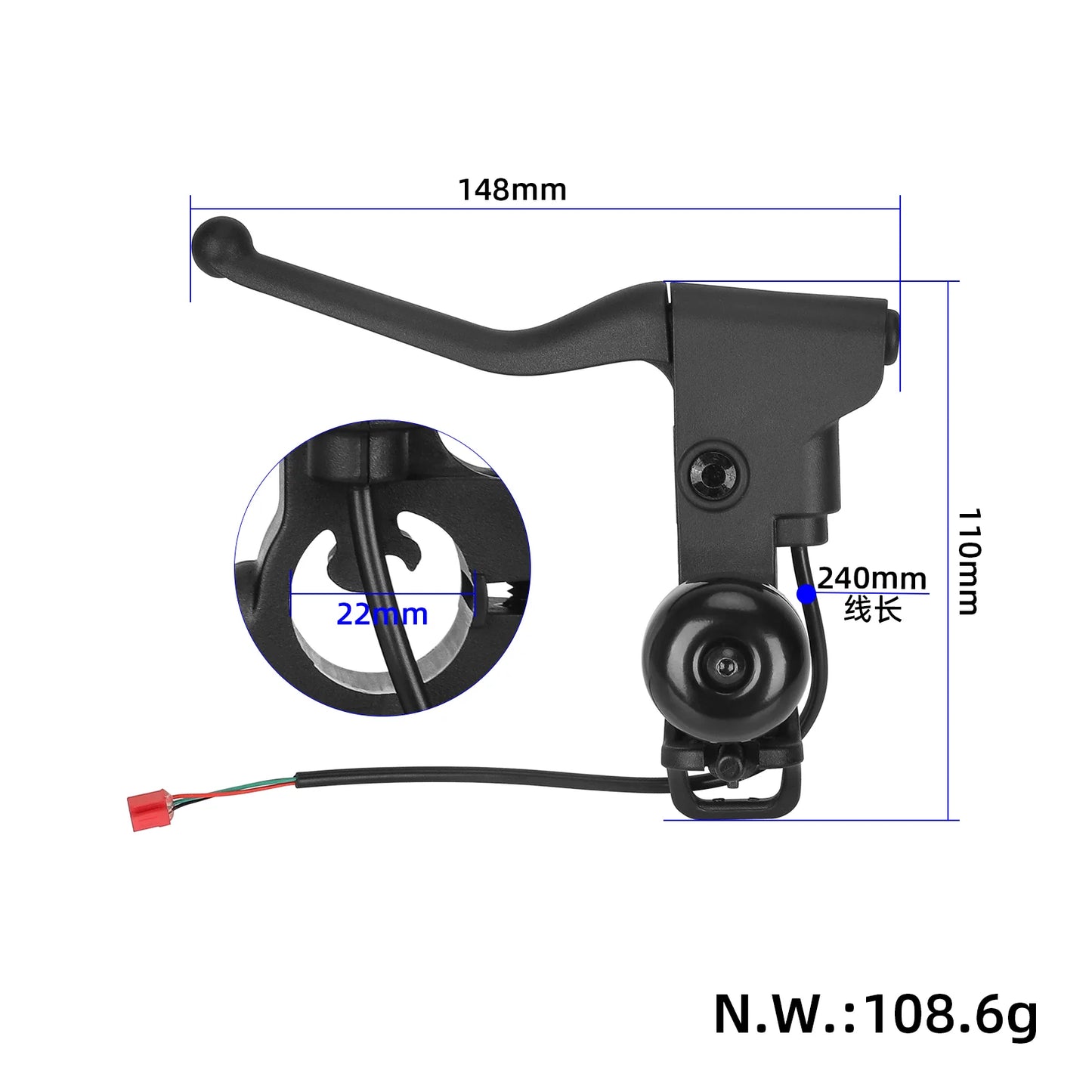 Original left brake lever avec side bell pour Xiaomi 4 Lite 2nd Gen/5 Plus trottinette