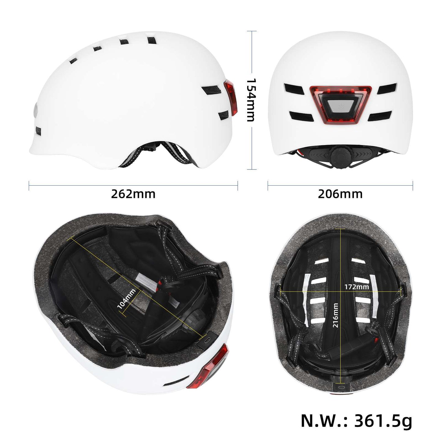 Blanc M size casque avec light