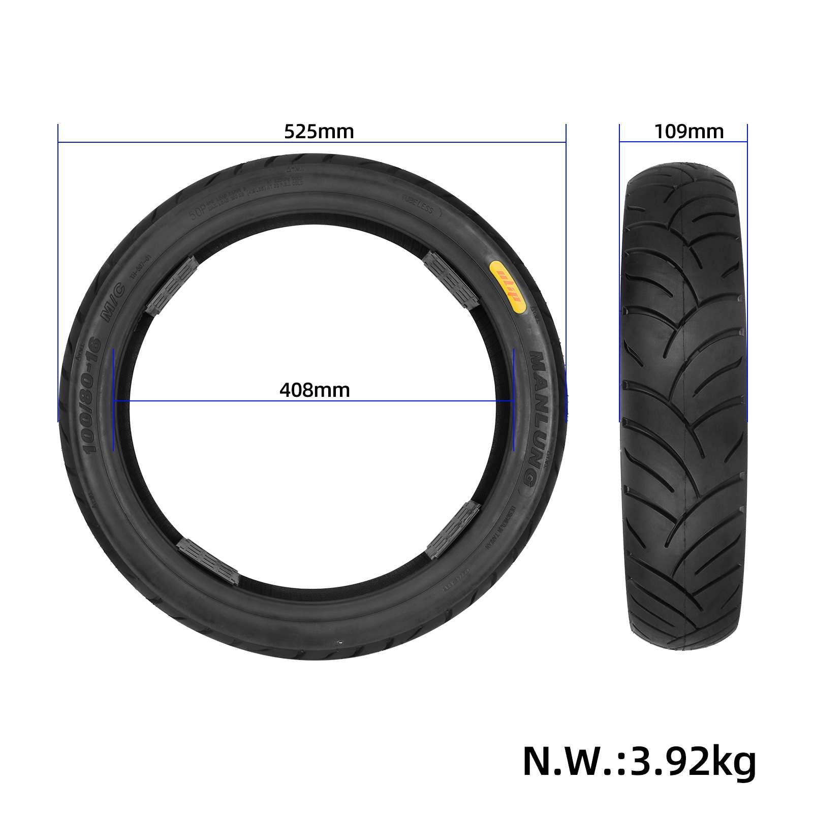 Ulip100/80-16 pneu tubeless