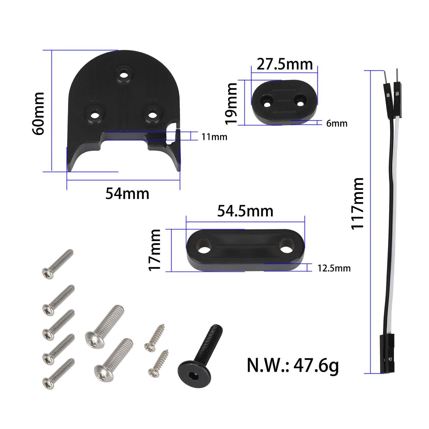 Gris fender booster pad + foot brace pad + feu arrière pad Kit pour refitting M365 to 10 inch