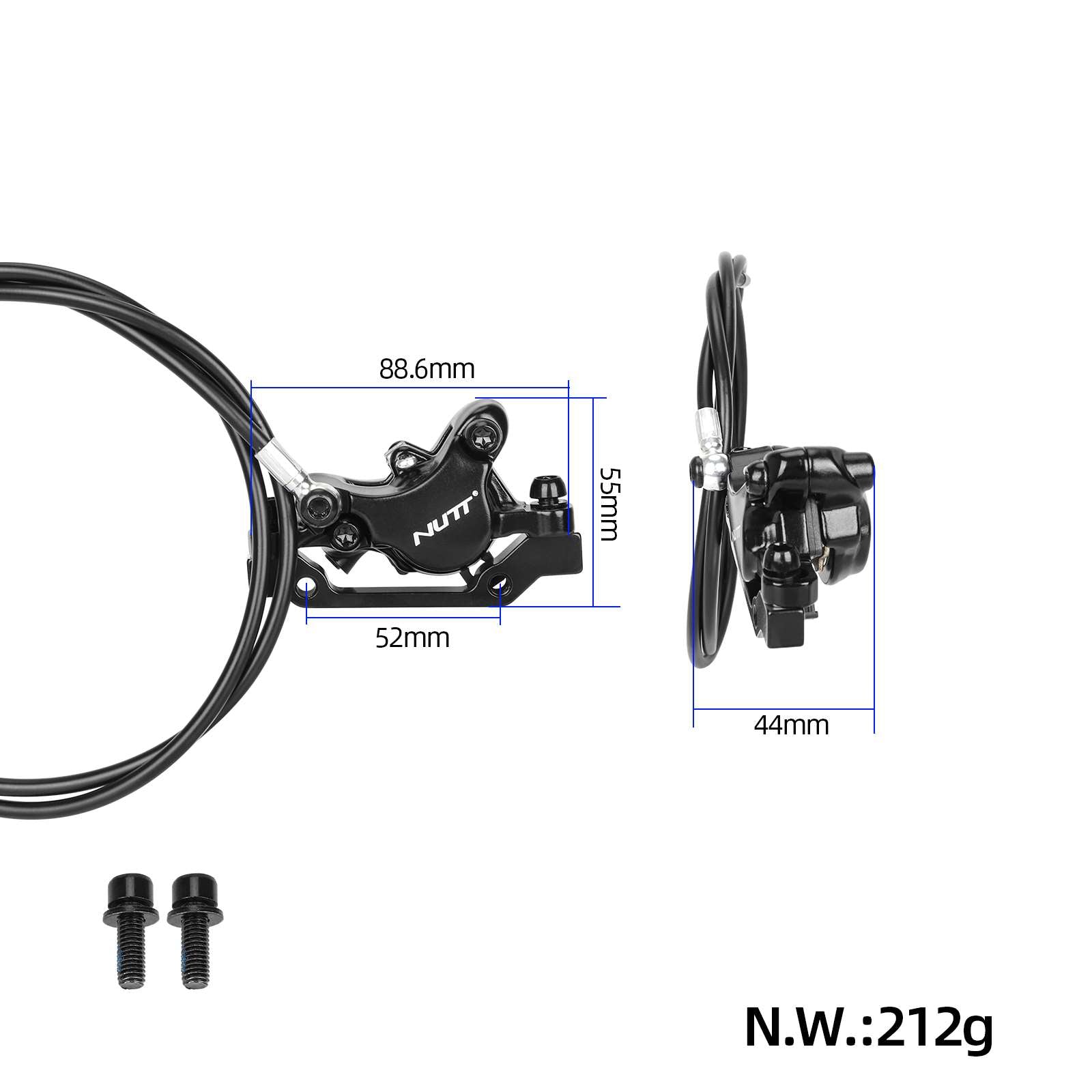 NUTT noir left Hydraulic frein à disque avec 1070mm câble