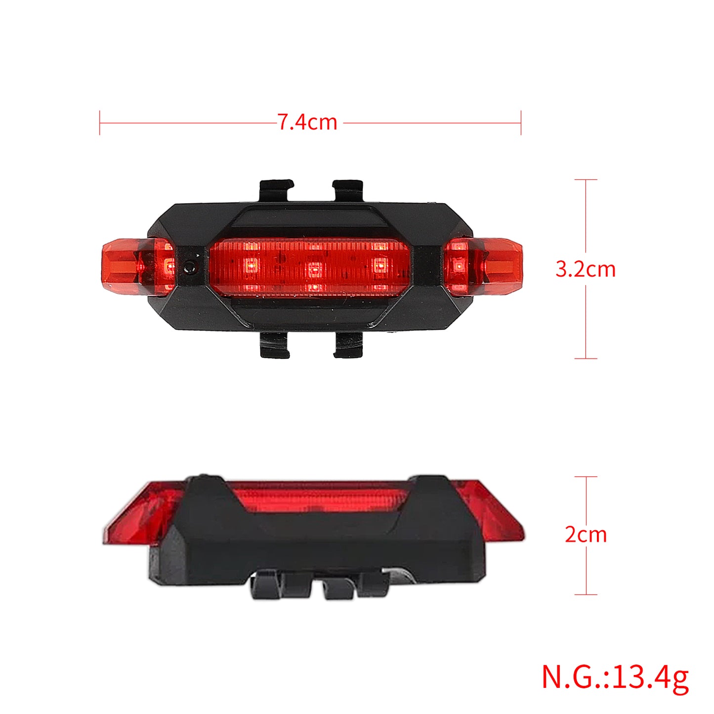 Rouge usb rechargeable warning feu arrière et sidelight pour xiaomi trottinettes
