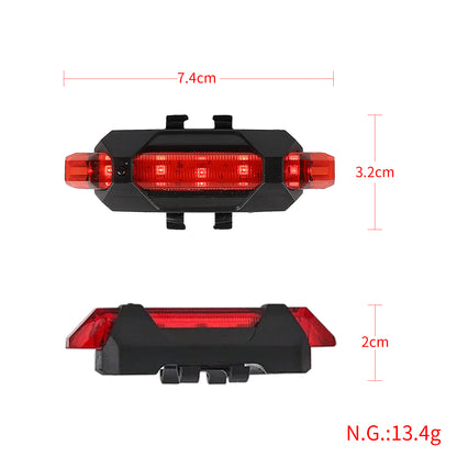 Rouge usb rechargeable warning feu arrière et sidelight pour xiaomi trottinettes