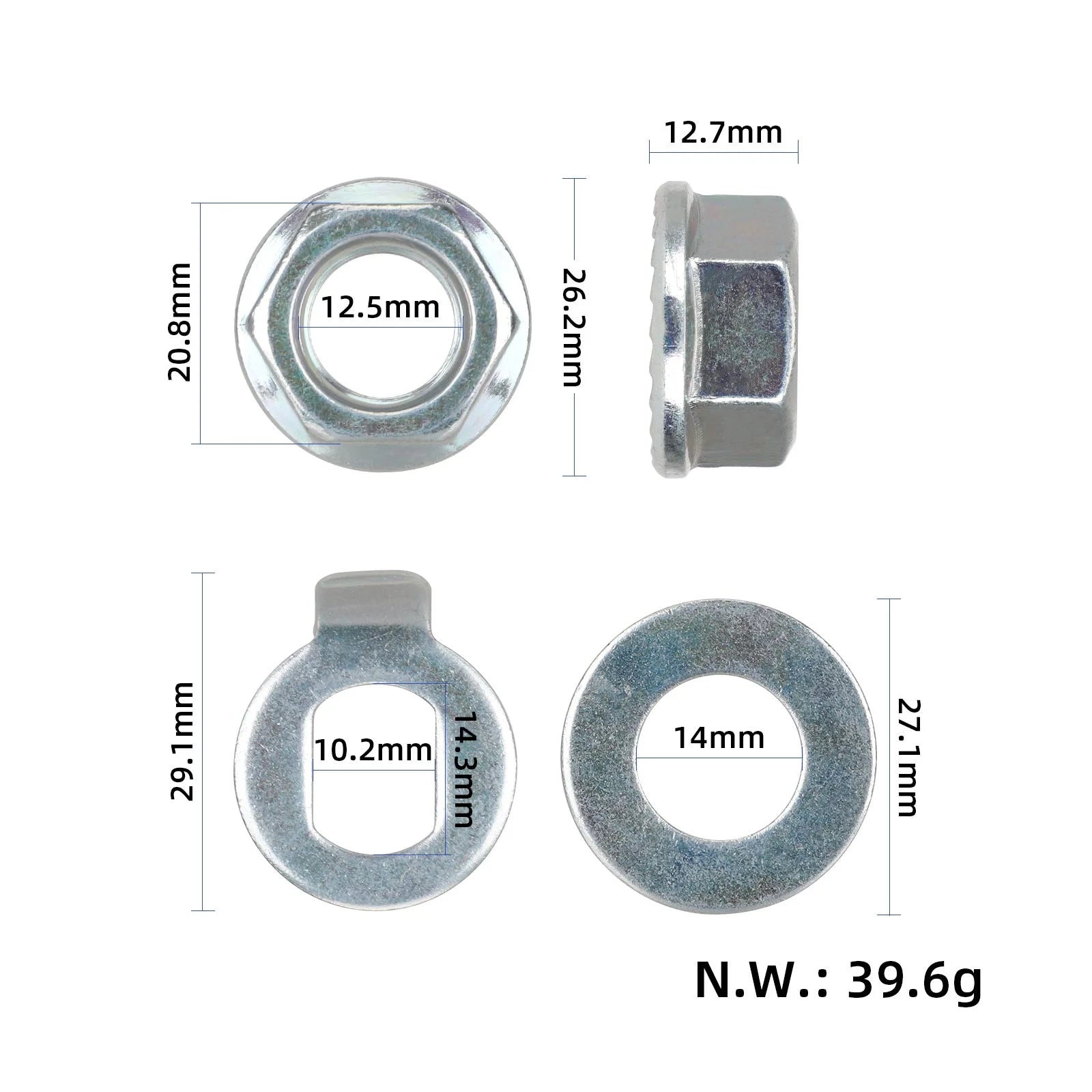 14mm bolt avec nut pour Kukirin G2/G3/G4 motor