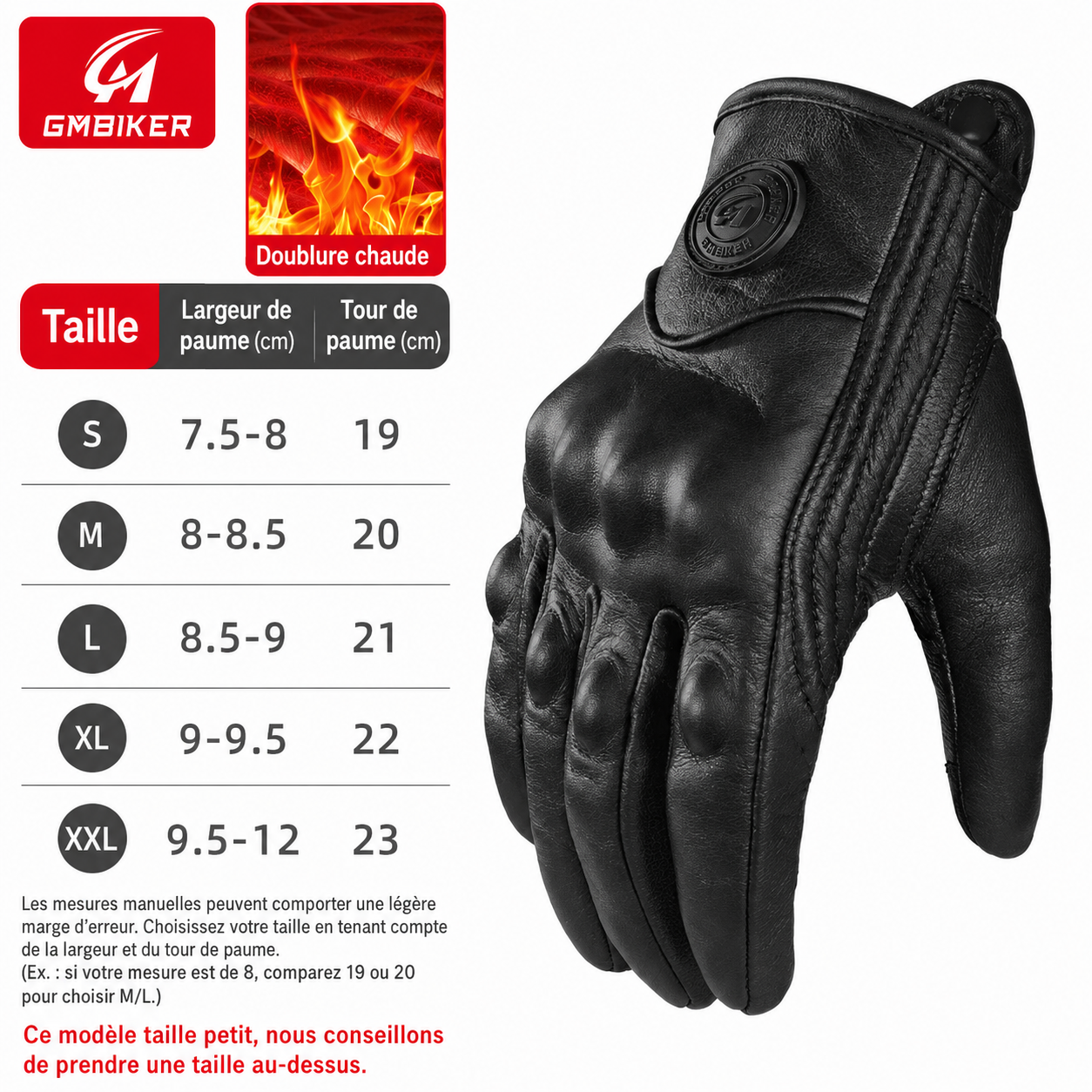 GM Bikers, gants en vrai mouton, quatre saisons, coupe-vent, protection respirante contre les chutes