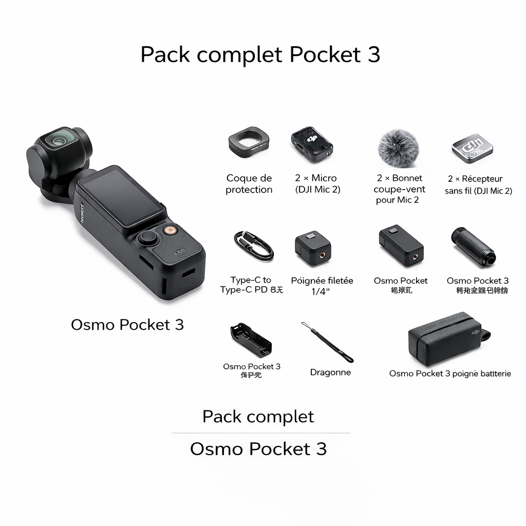 DJI Pocket 3 caméra cardan caméra d’action gimbable caméra vlog caméra vlog