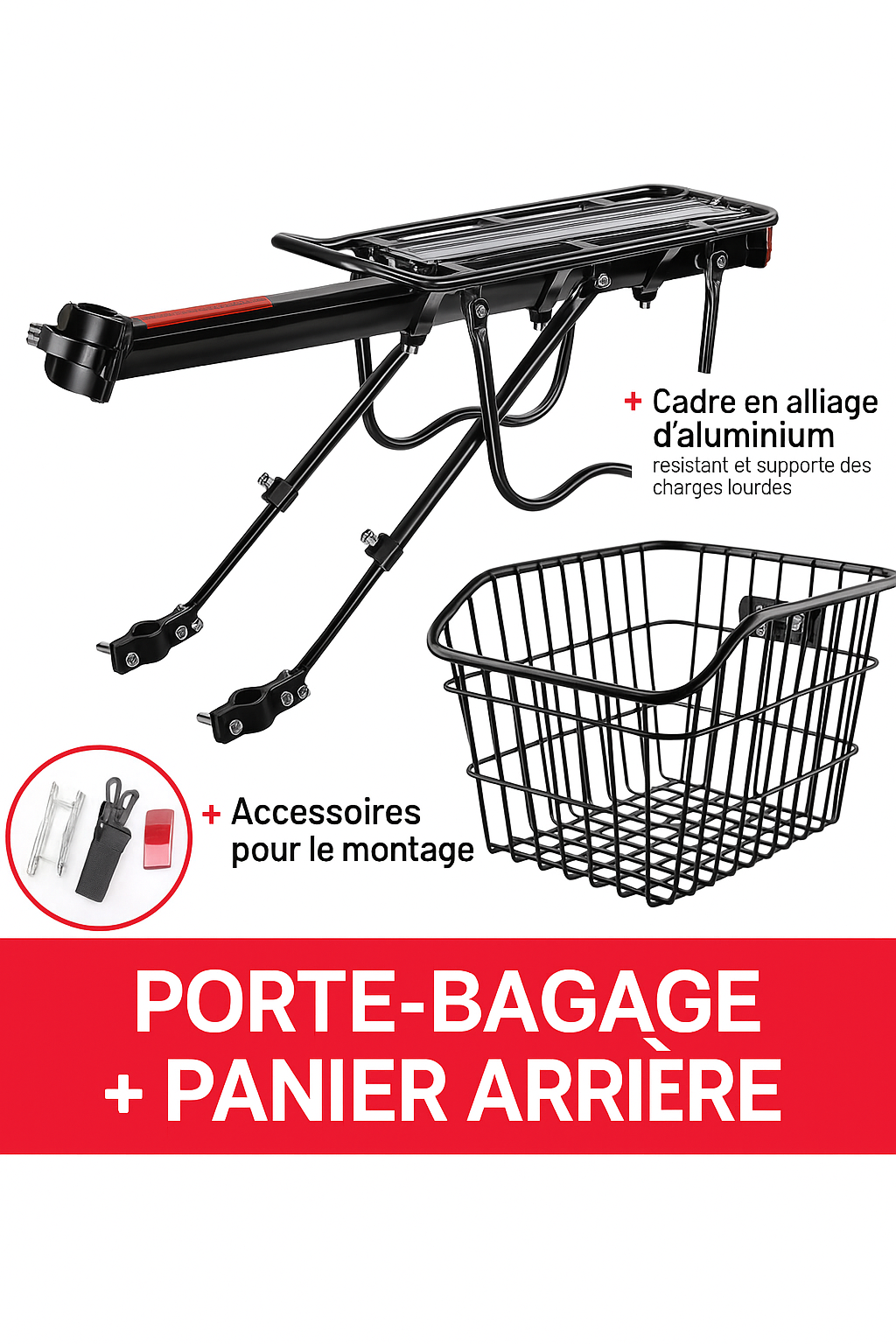 Support arrière de vélo à dégagement rapide, panier de siège arrière de VTT, peut transporter des personnes, porte-bagages, équipement de vélo