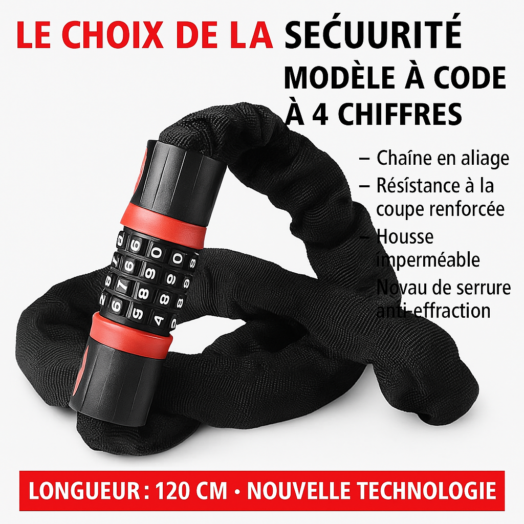 Serrure de vélo, serrure de véhicule électrique, serrure à chaîne antivol, serrure de vélo de montagne, allongée et épaissie, serrure de moto, serrure de porte