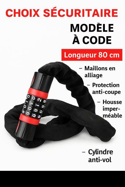 Serrure de vélo, serrure de véhicule électrique, serrure à chaîne antivol, serrure de vélo de montagne, allongée et épaissie, serrure de moto, serrure de porte