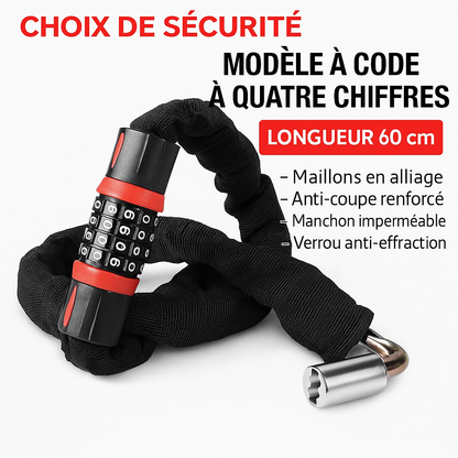 Serrure de vélo, serrure de véhicule électrique, serrure à chaîne antivol, serrure de vélo de montagne, allongée et épaissie, serrure de moto, serrure de porte