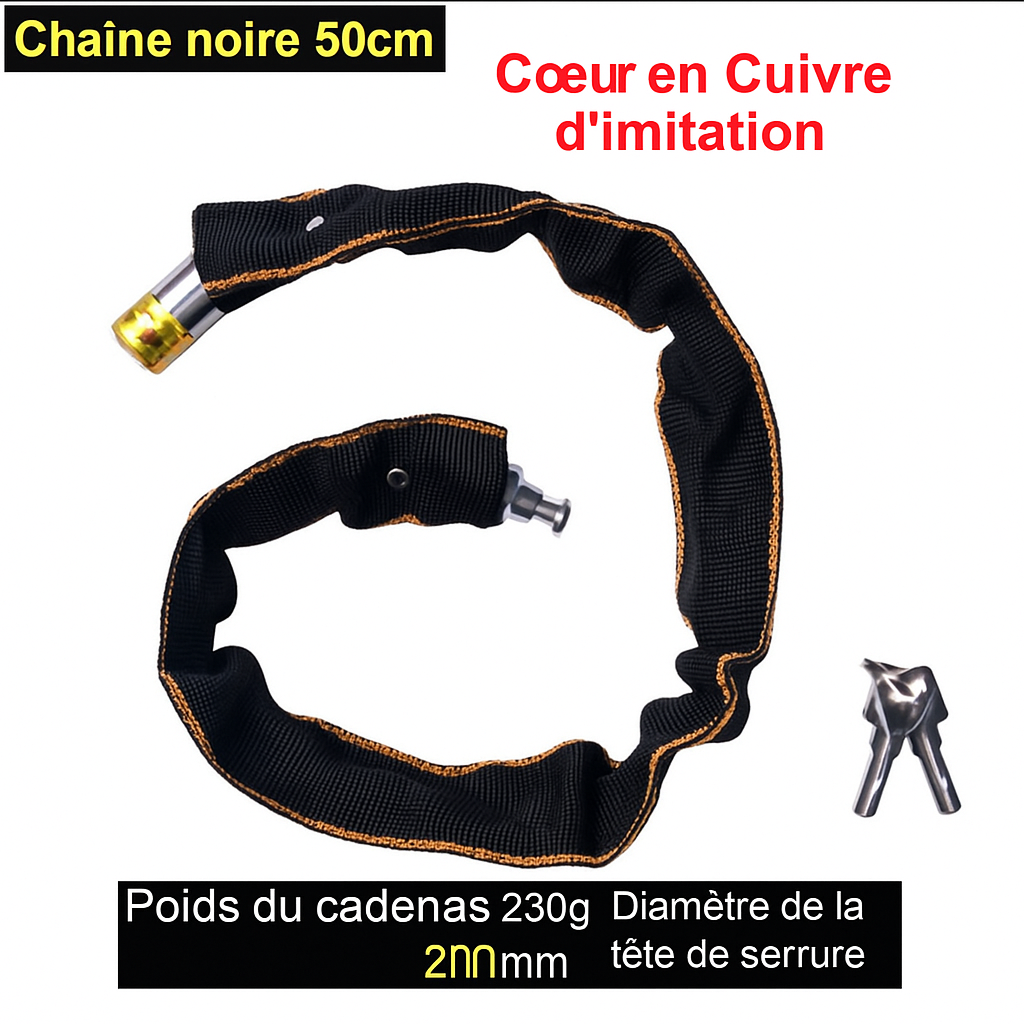 Serrure de vélo, serrure de véhicule électrique, serrure à chaîne antivol, serrure de vélo de montagne, allongée et épaissie, serrure de moto, serrure de porte
