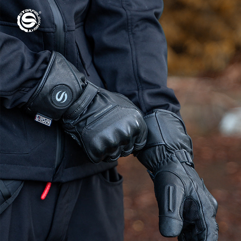 Gants moto polaires Star Knight SFK épaisse, imperméable et coupe-vent, avec commande de température tactile et contrôle de température, avec commande électrique à trois vitesses, gants d'extérieur d'hiver