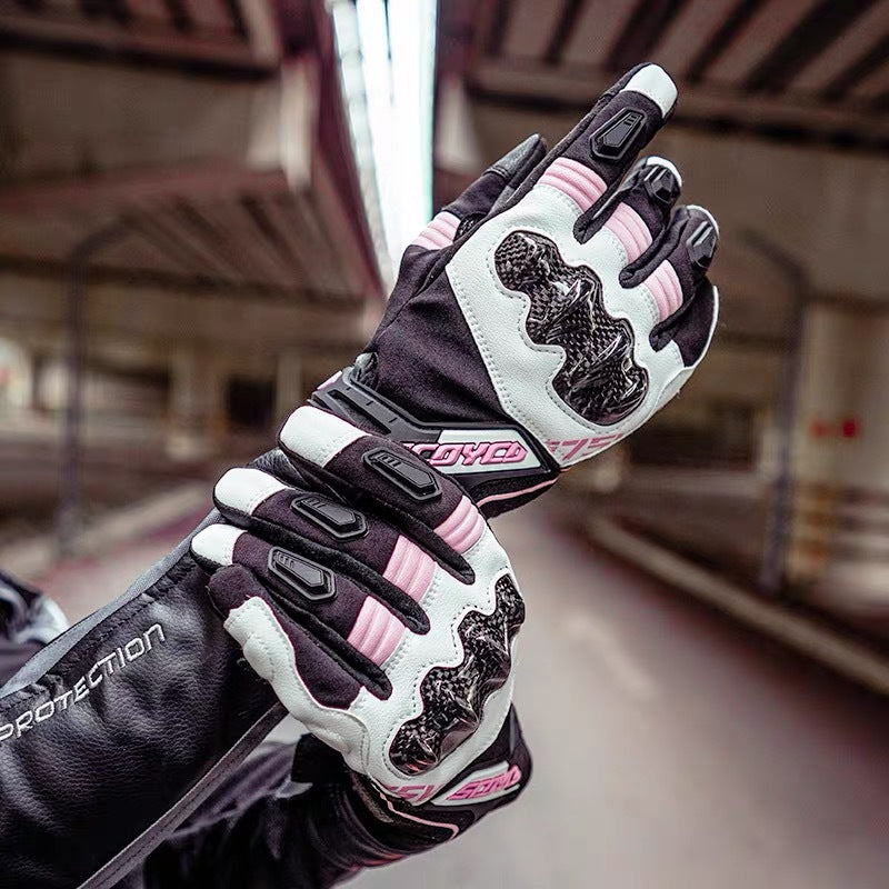 Gants en fibre de carbone pour motocyclettes de course MC175WP Protection anti-chute pour la conduite Confortable, transpirable et durable Hommes et femmes Pulse