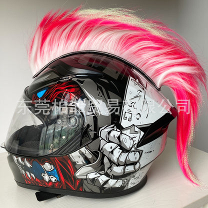 Décoration de casque de moto Perruque punk