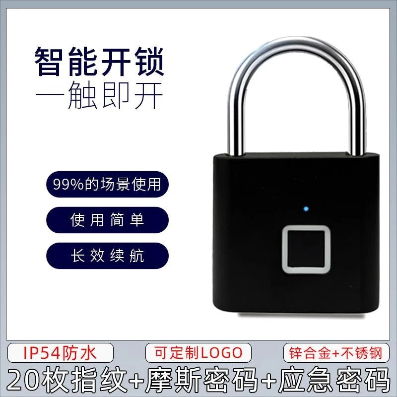 Cadenas empreintes digitales, déverrouillage sans clé, port type C avec charge d'empreintes digitales, serrure électronique, modèle longue durée