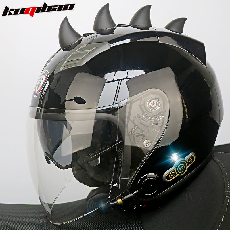Conduite cool Trésor Bluetooth Demi-casque Casque Moto Personnalité Décoration Cor Lapin, Arc de lapin, Longue autonomie Bonne qualité sonore