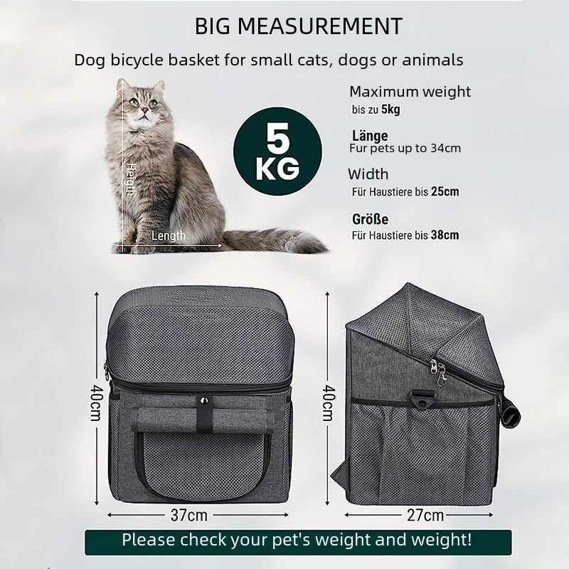 Sac de voiture à dégagement rapide pour animaux de compagnie, sac pour chat, sac à dos, sac spatial, fournitures pour animaux de compagnie, sac de vélo pliable portable