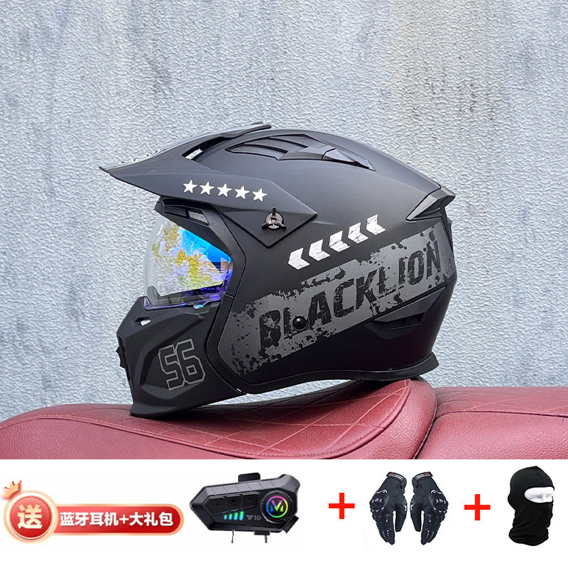 Orz Street Fighter équipé d'un casque Bluetooth pour hommes et femmes, ainsi que de casques complets Four Seasons Retro Détachable 3C