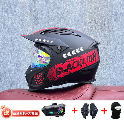 Orz Street Fighter équipé d'un casque Bluetooth pour hommes et femmes, ainsi que de casques complets Four Seasons Retro Détachable 3C