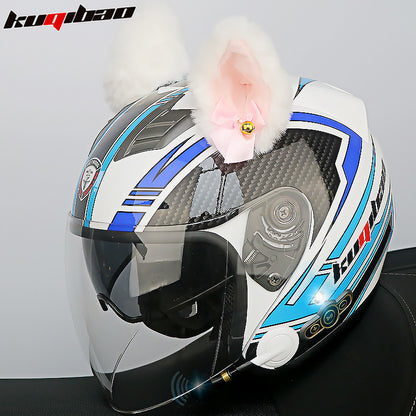 Conduite cool Trésor Bluetooth Demi-casque Casque Moto Personnalité Décoration Cor Lapin, Arc de lapin, Longue autonomie Bonne qualité sonore