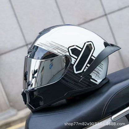 AXOR casques moto casques homme et femme protection solaire été moto jusqu'à la personnalité grand aileron fente arrière sécurité Bluetooth