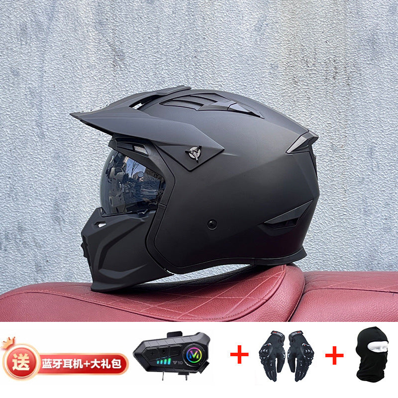 Orz Street Fighter équipé d'un casque Bluetooth pour hommes et femmes, ainsi que de casques complets Four Seasons Retro Détachable 3C