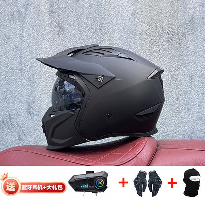 Orz Street Fighter équipé d'un casque Bluetooth pour hommes et femmes, ainsi que de casques complets Four Seasons Retro Détachable 3C
