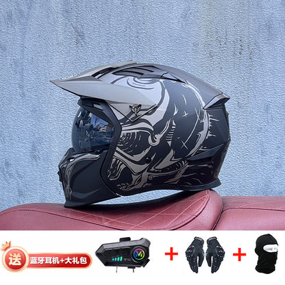 Orz Street Fighter équipé d'un casque Bluetooth pour hommes et femmes, ainsi que de casques complets Four Seasons Retro Détachable 3C