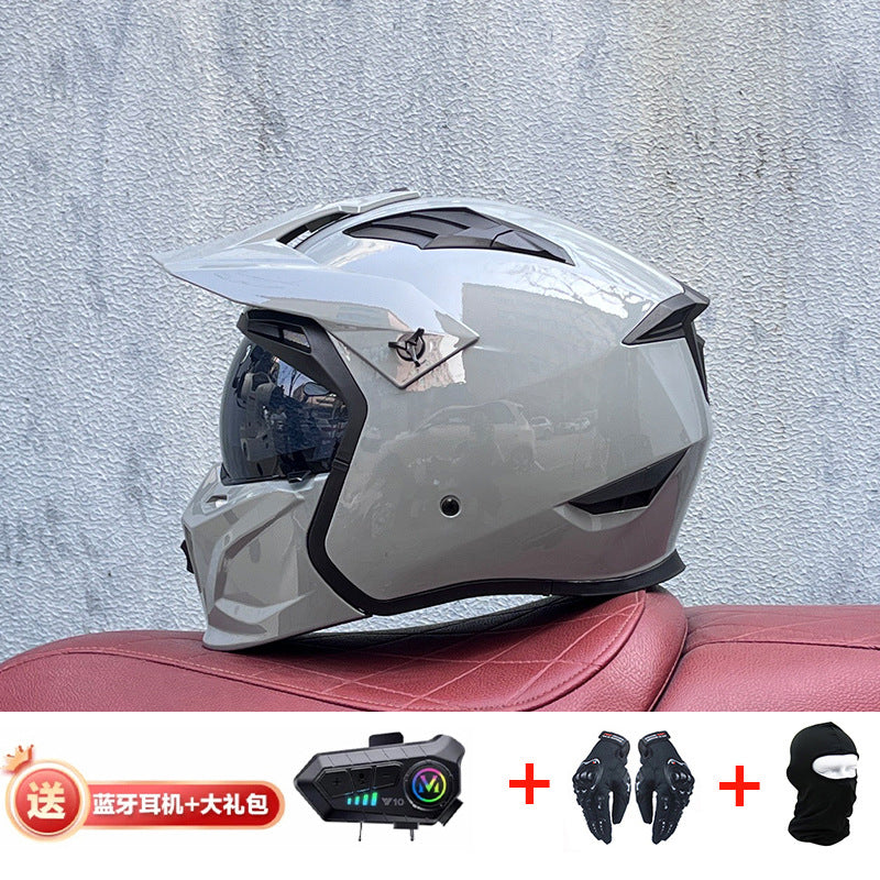 Orz Street Fighter équipé d'un casque Bluetooth pour hommes et femmes, ainsi que de casques complets Four Seasons Retro Détachable 3C