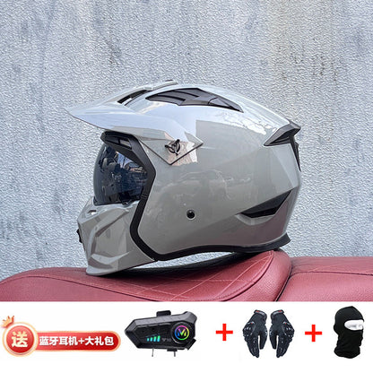 Orz Street Fighter équipé d'un casque Bluetooth pour hommes et femmes, ainsi que de casques complets Four Seasons Retro Détachable 3C