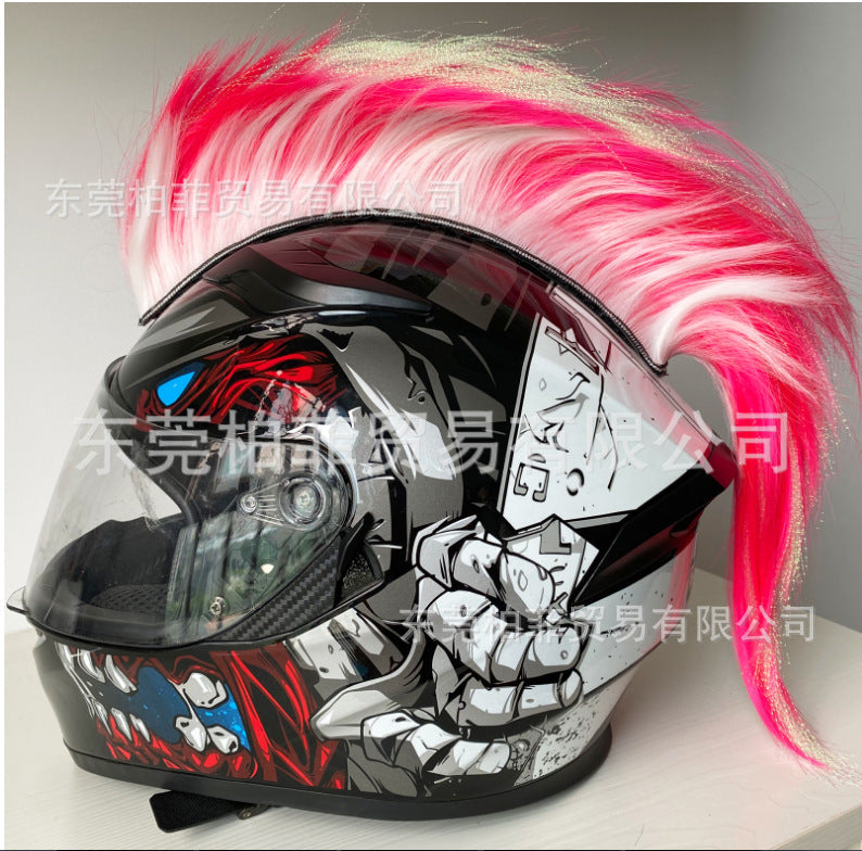 Décoration de casque de moto Perruque punk