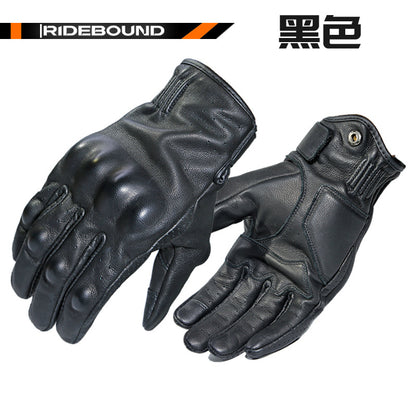 Gants de moto vintage en peau de mouton pour hommes et femmes, pour toutes les saisons, gants de protection sportif de plein air