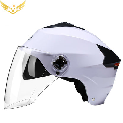 Casque LED rechargeable casque de moto batterie casque dur protection solaire été moyen casque transpirable