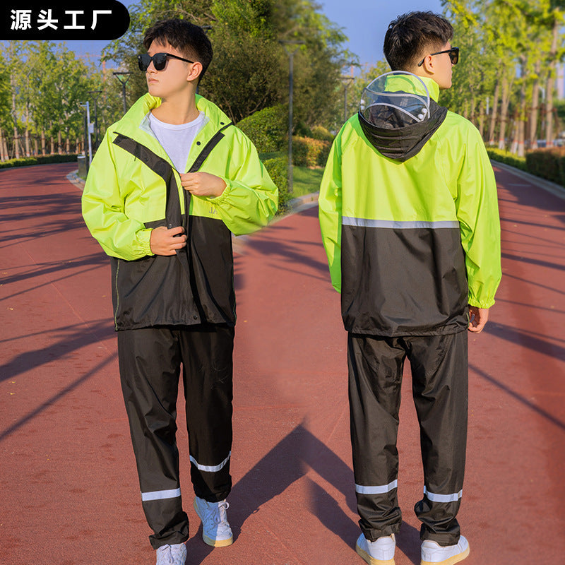 Veste anti-pluie, ensemble pantalon de pluie, vêtements pour adultes, conduite en vélo électrique, épaissie réfléchissante à double couche sur tout le corps