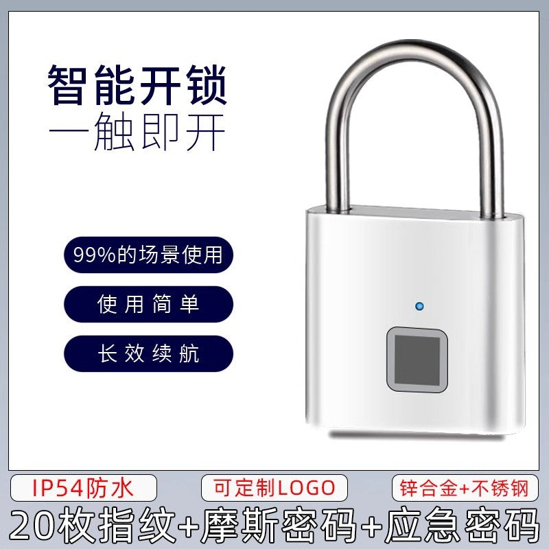Cadenas empreintes digitales, déverrouillage sans clé, port type C avec charge d'empreintes digitales, serrure électronique, modèle longue durée