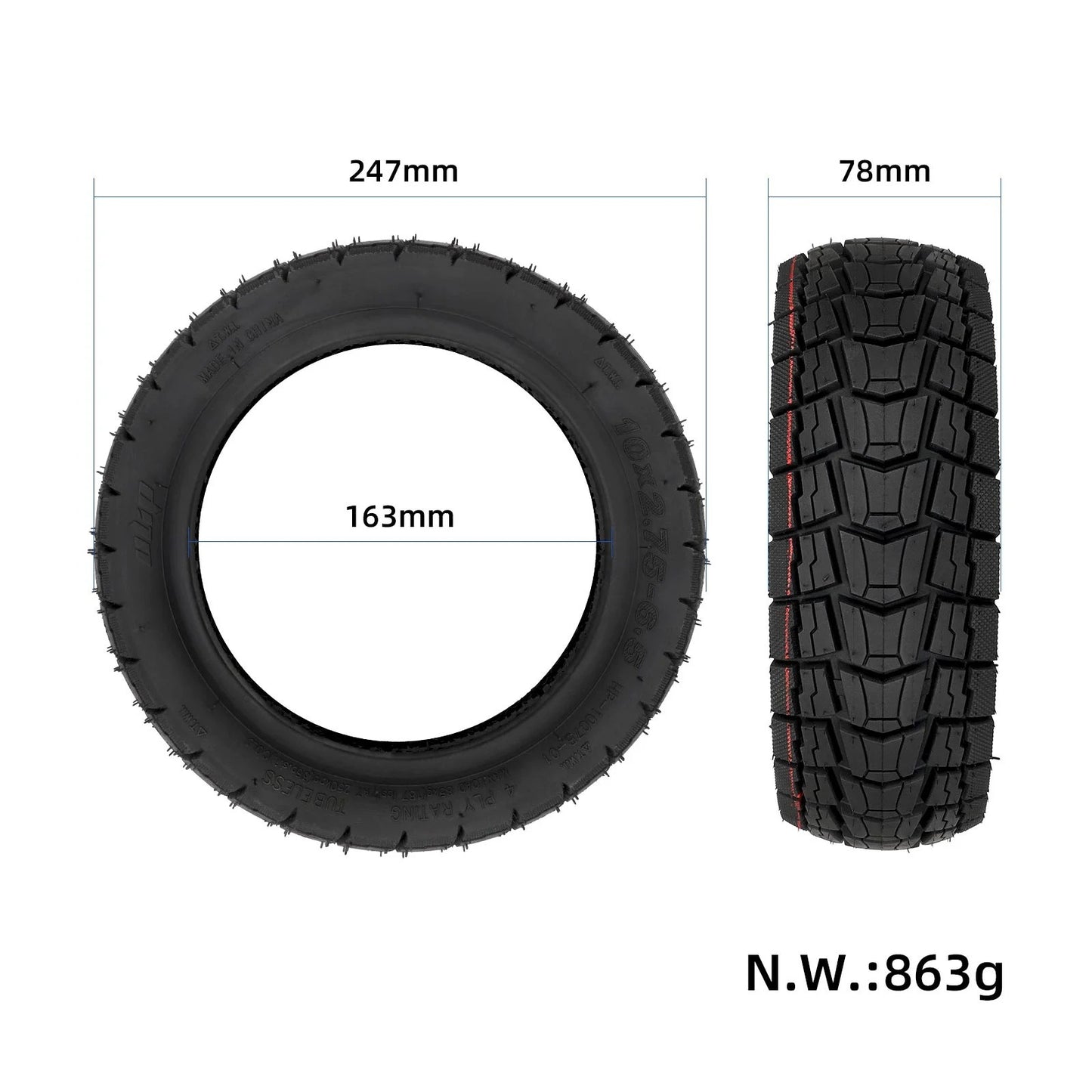 Pneus tubeless tout-terrain Ulip 10*2,75-6,5