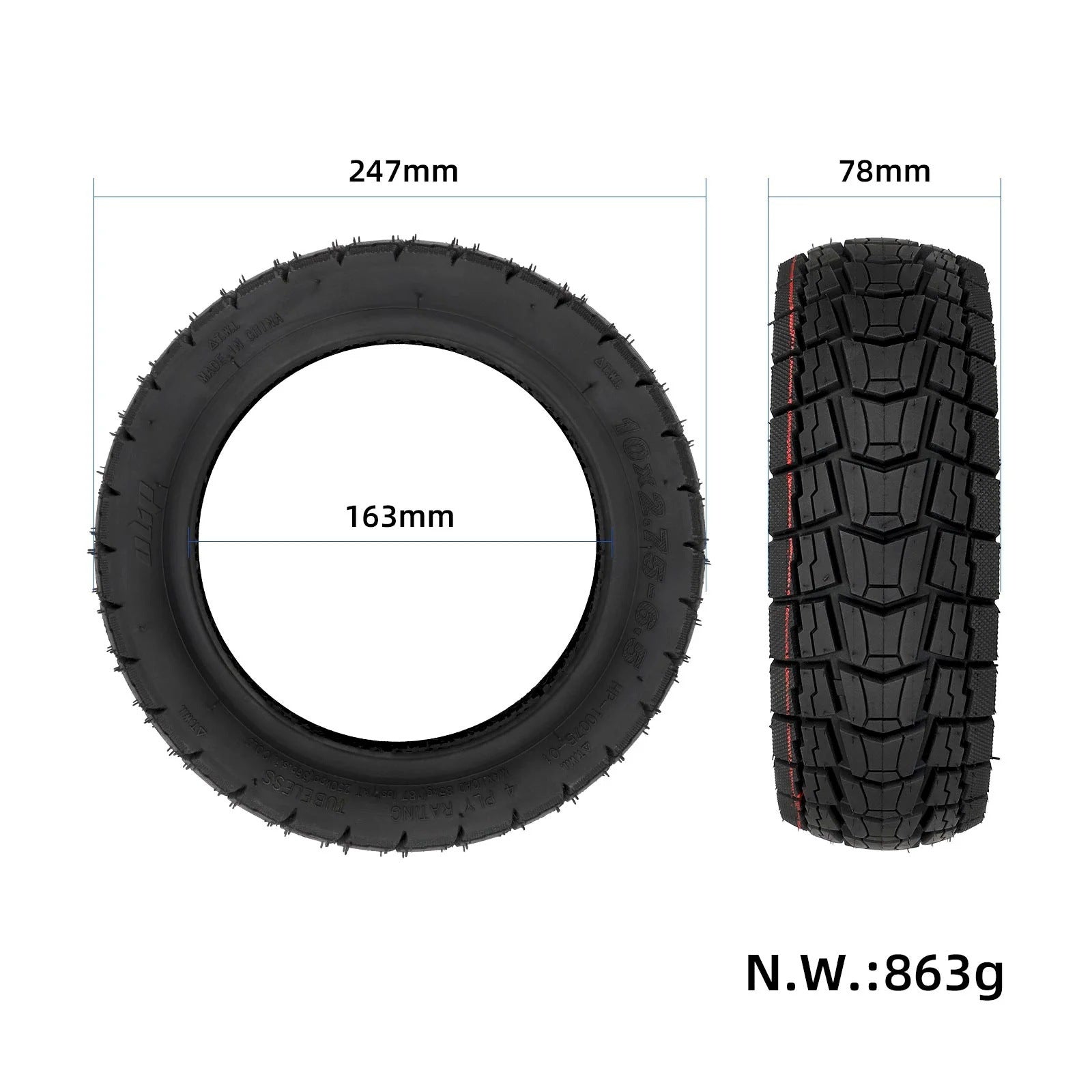 Pneus tubeless tout-terrain Ulip 10*2,75-6,5