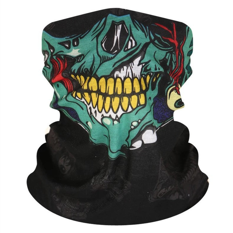 Masque facial de cyclisme en plein air, fantôme de champ, couverture de crâne, protection solaire de vélo en plein air, protection tactique respirante et multifonctionnelle