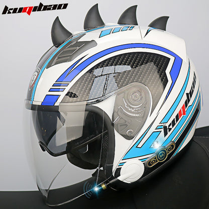 Conduite cool Trésor Bluetooth Demi-casque Casque Moto Personnalité Décoration Cor Lapin, Arc de lapin, Longue autonomie Bonne qualité sonore