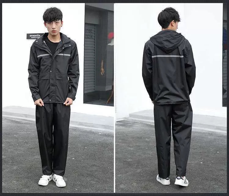 Veste anti-pluie, ensemble pantalon de pluie, vêtements pour adultes, conduite en vélo électrique, épaissie réfléchissante à double couche sur tout le corps