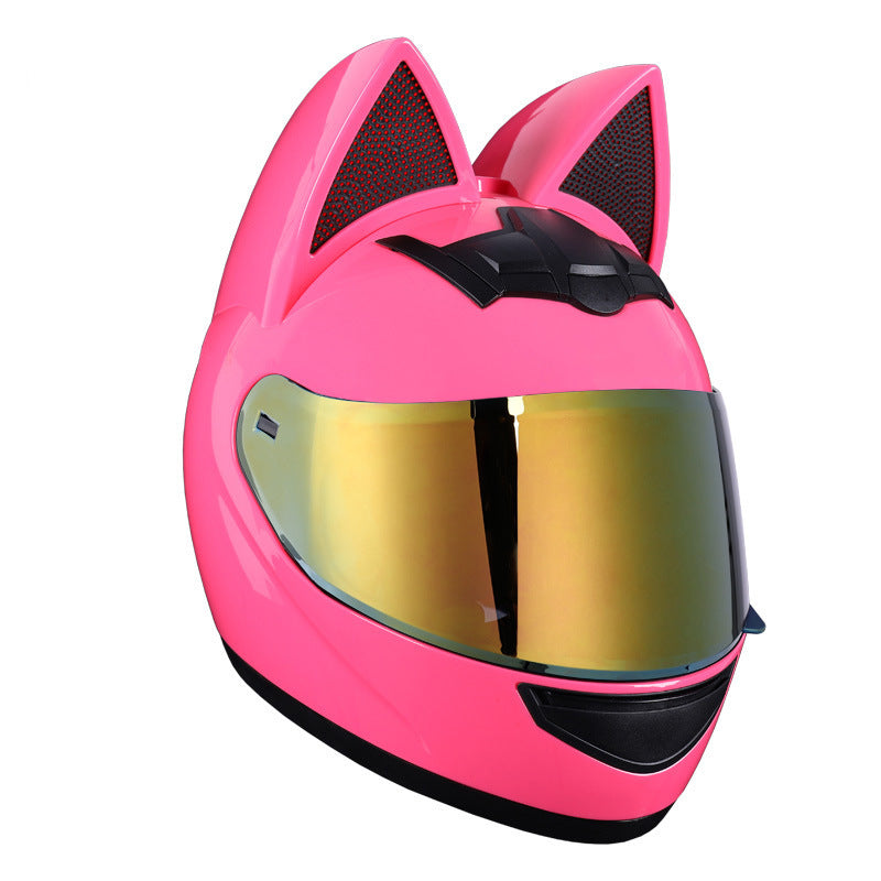 Casque électrique de moto HENJ, oreille de chat féminine, casque intégral peuvent être équipés découteurs Bluetooth