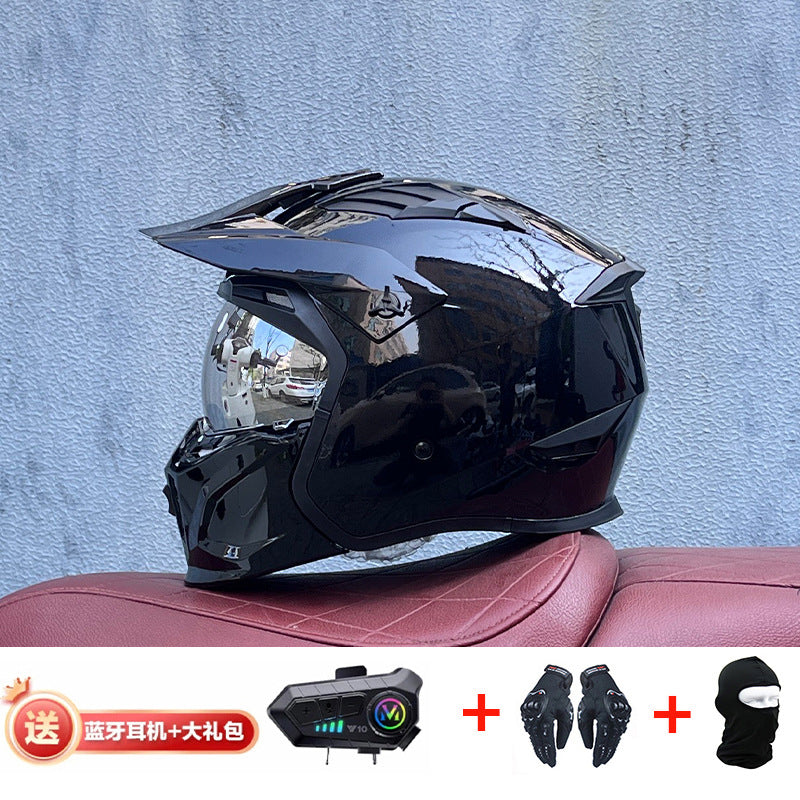 Orz Street Fighter équipé d'un casque Bluetooth pour hommes et femmes, ainsi que de casques complets Four Seasons Retro Détachable 3C