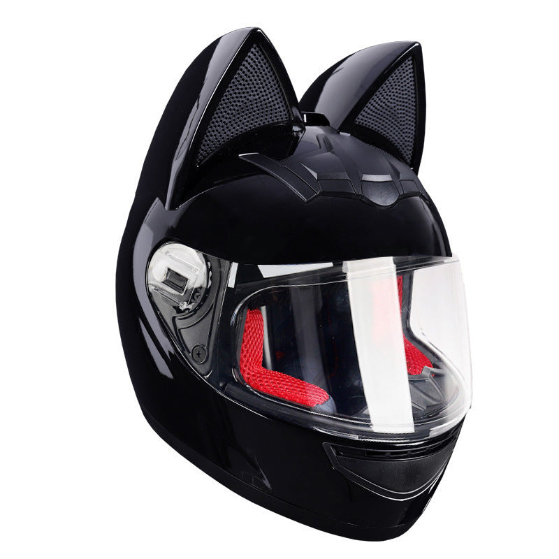 Casque électrique de moto HENJ, oreille de chat féminine, casque intégral peuvent être équipés découteurs Bluetooth