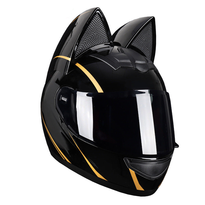 Casque électrique de moto HENJ, oreille de chat féminine, casque intégral peuvent être équipés découteurs Bluetooth