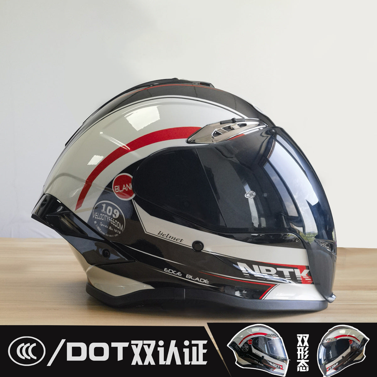 Casque NBTK certification DOT casque de moto à visière longue et courte