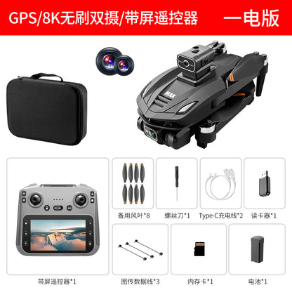 Nouveau produit v168MAX sans brosses GPS avec écran de photographie aérienne en HD, drones pour éviter les obstacles, trafic extérieur et télécommande